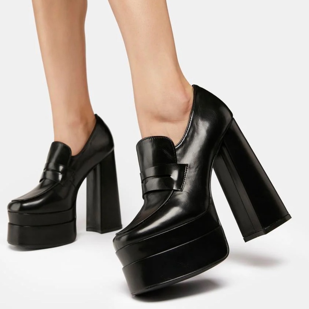 Black Platform Oxfords